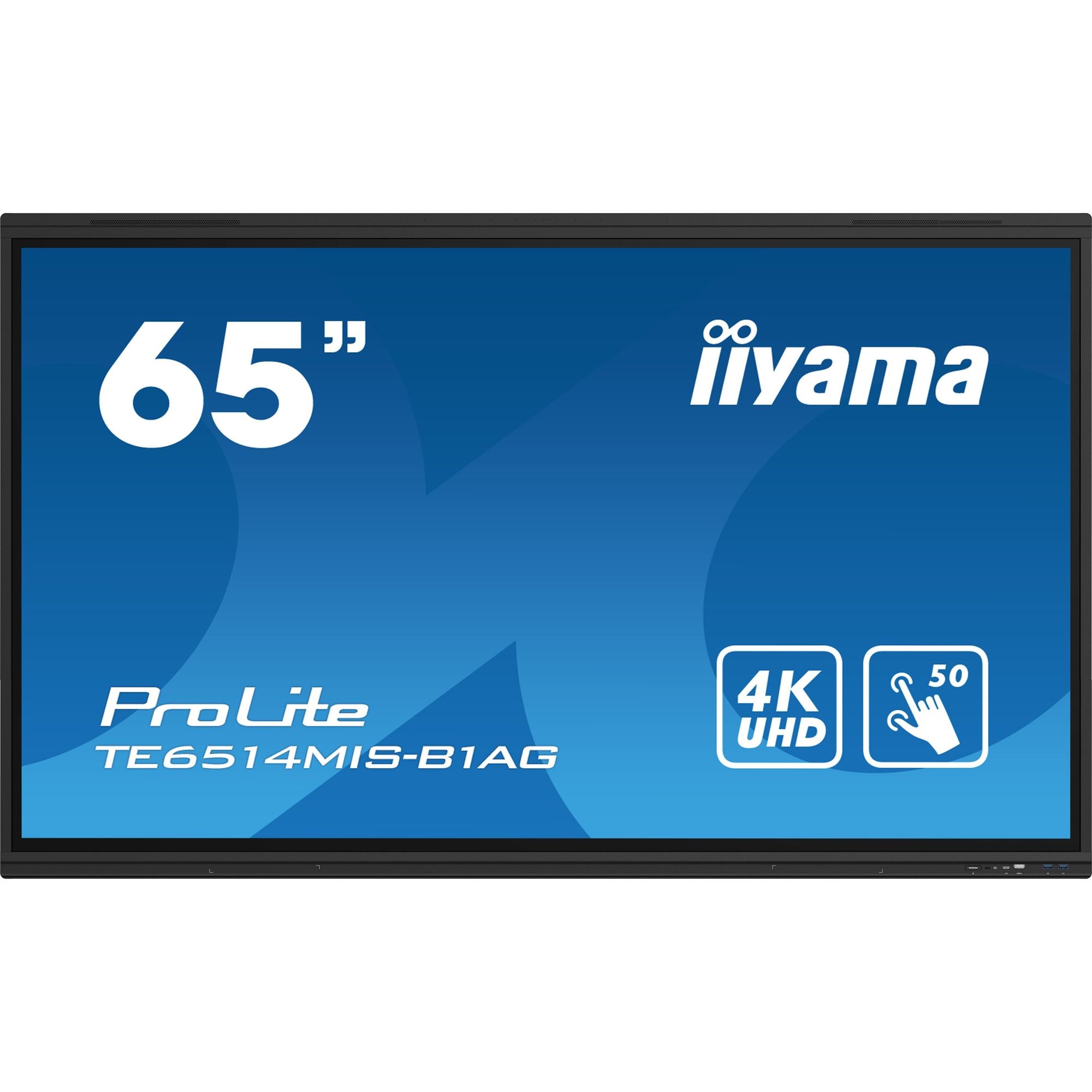 Iiyama ProLite TE6514MIS-B1AG 65" PureTouch-IR+ Touch Screen 4K 24/7 Large Format Display with Android, Wifi & USB-C