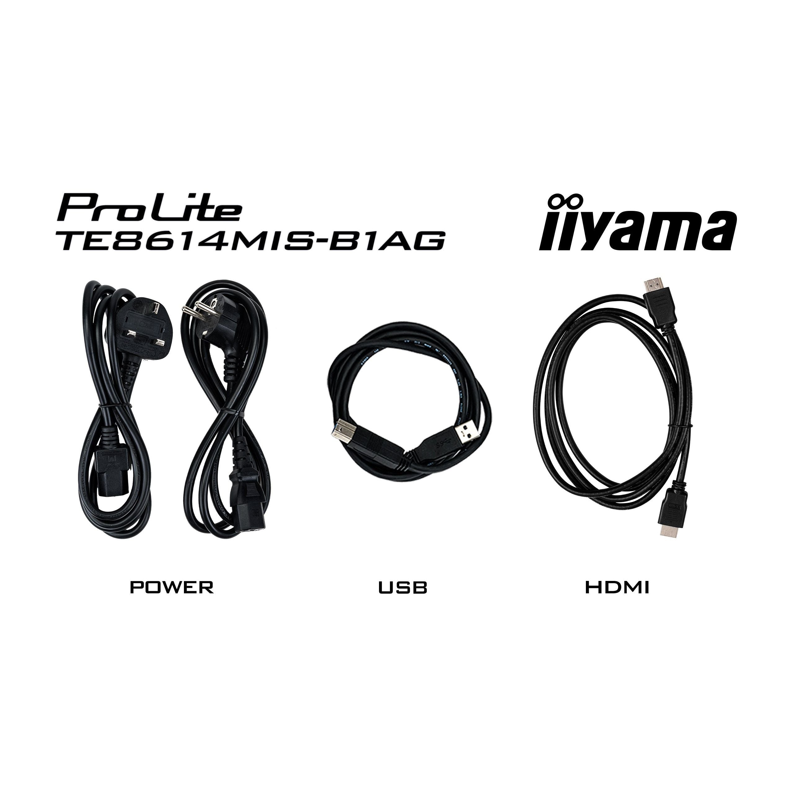 Iiyama ProLite TE8614MIS-B1AG 86" PureTouch-IR+ Touch Screen 4K 24/7 Large Format Display with Android, Wifi & USB-C