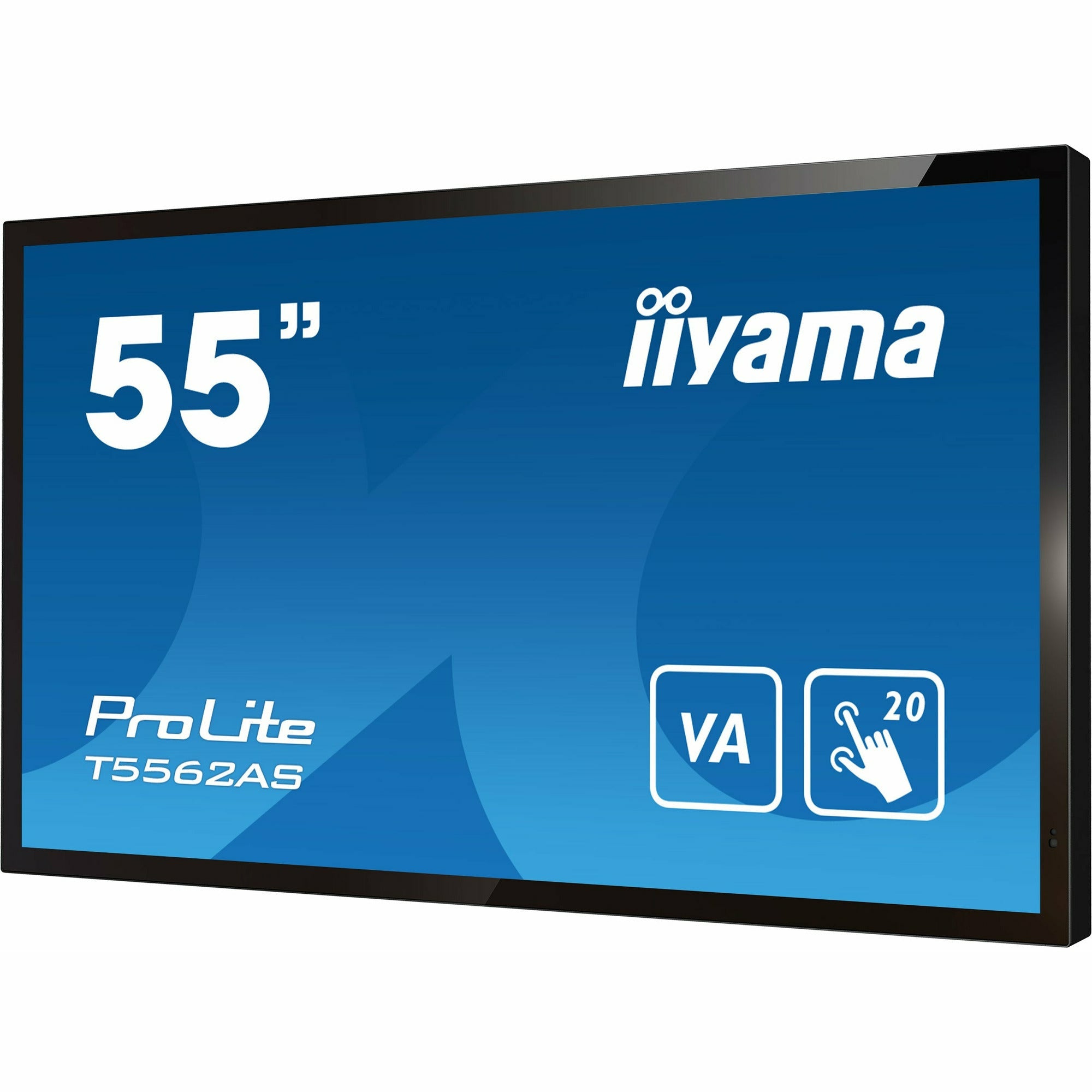 Iiyama T5562AS-B1 55" VA 4K UHD Projective Capacitive 20pt Touchscreen with Palm Rejection Edge to Edge Glass Design