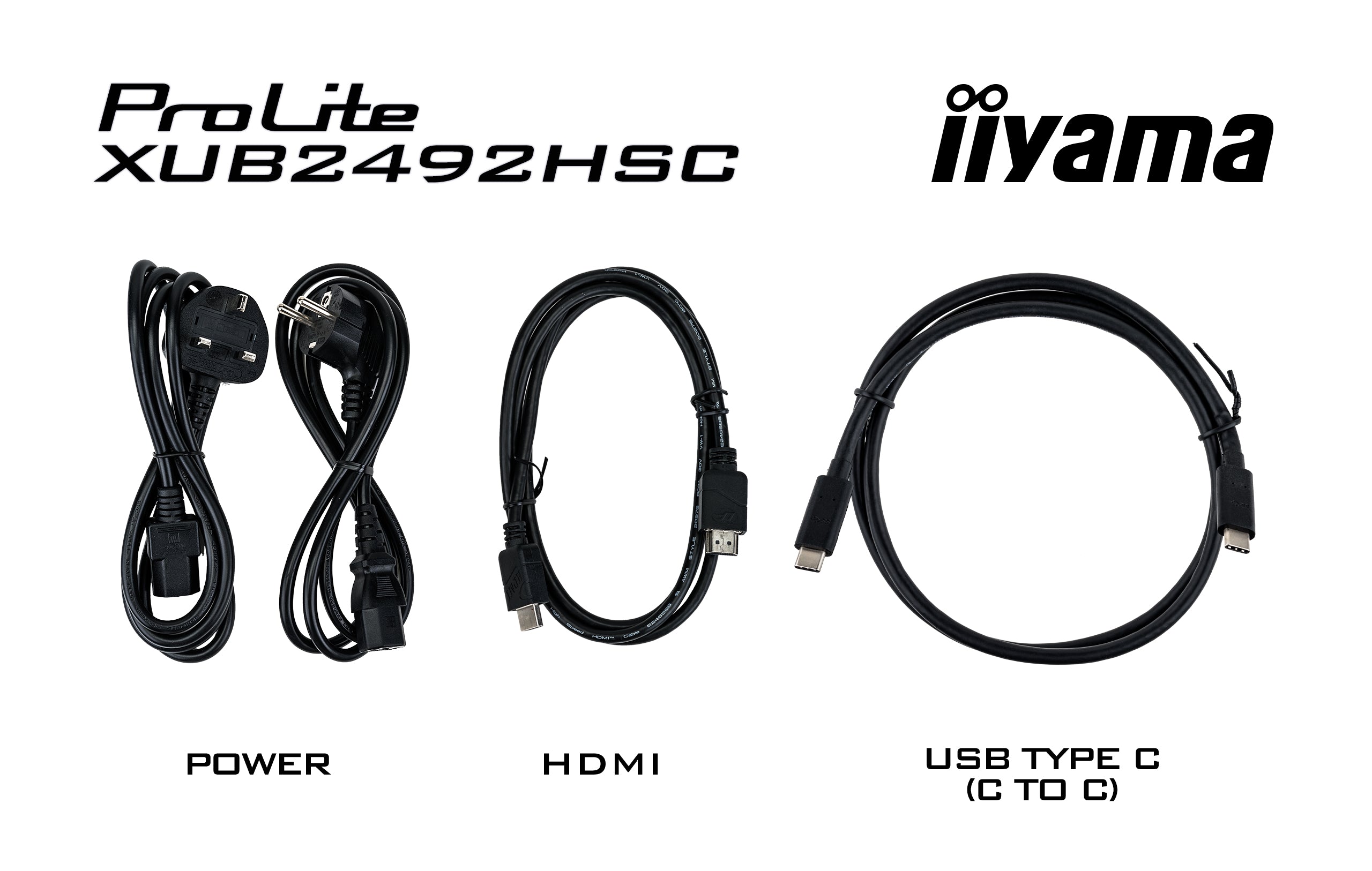 iiyama ProLite XUB2492HSC-B5 24" IPS LCD USB-C Display with 65W Charging and Height Adjustable Stand