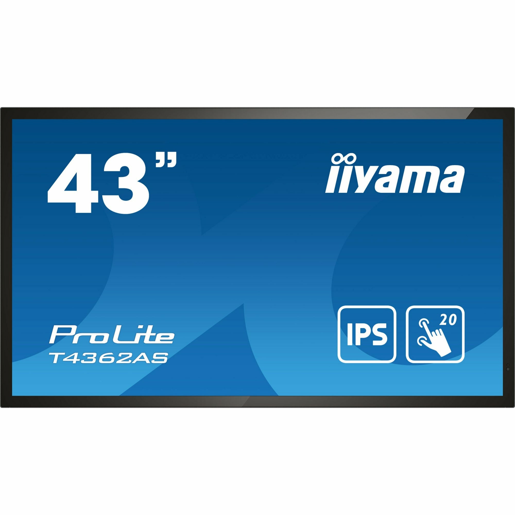 Iiyama ProLite T4362AS-B1 43" IPS 4K UHD Projective Capacitive 20pt Touchscreen with Palm Rejection Edge to Edge Glass Design