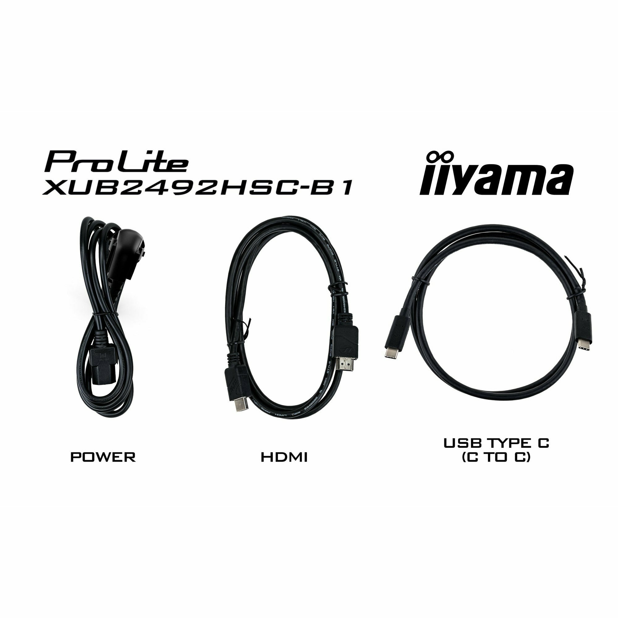 iiyama XUB2492HSC-B1 24" IPS LCD USB-C Display with 65W Charging and Height Adjustable Stand